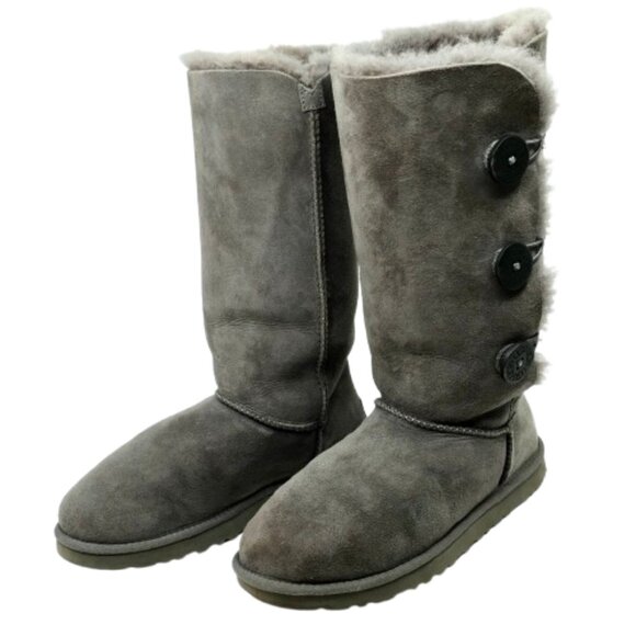 UGG AUSTRALIA~Bailey Button Triplet~ WOMEN'S TALL SHEARLING BOOTS~GRAY~8M - Picture 1 of 7